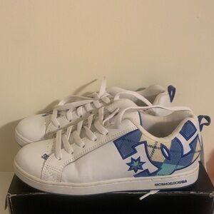 DC White and Blue Athletic Shoes